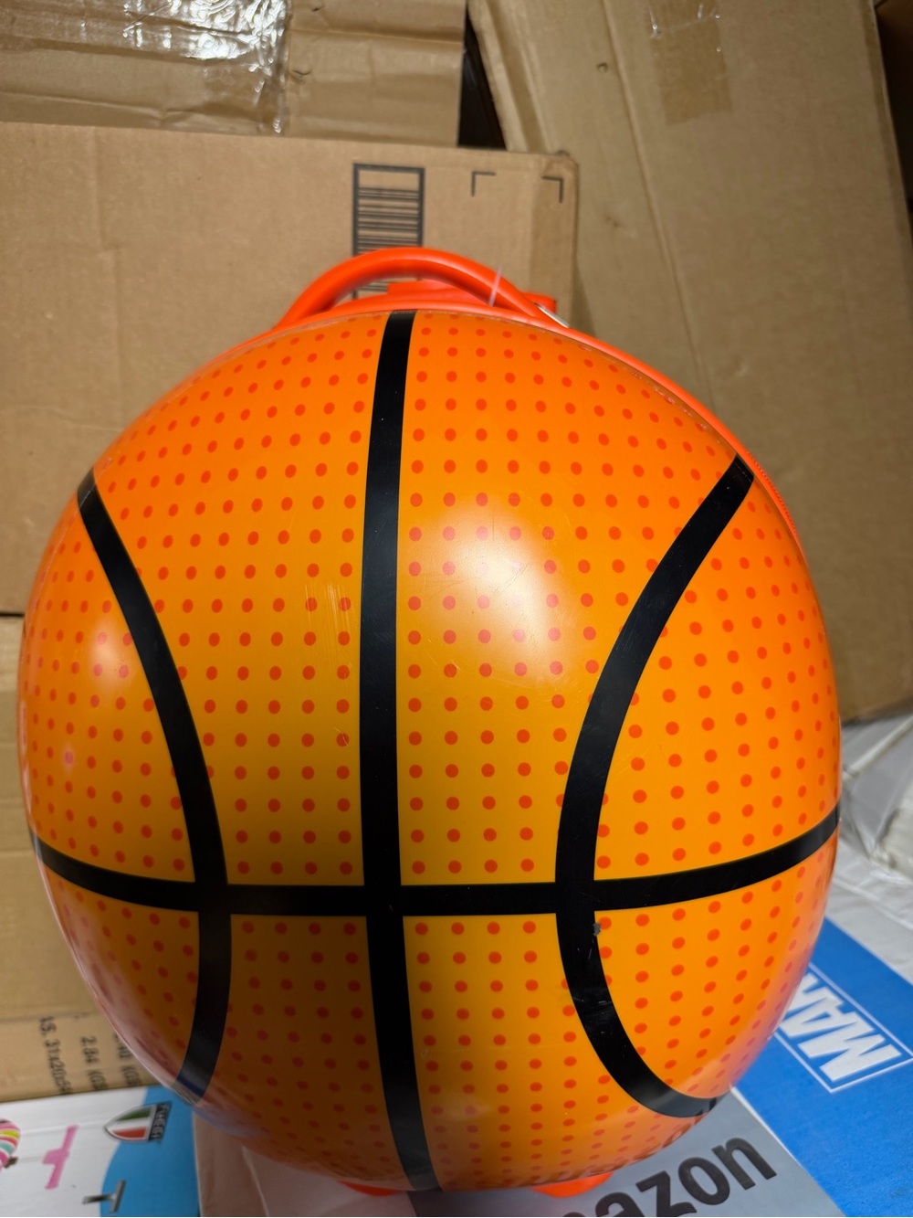 Orange Basketball-Themed Hard Case Carry-On Luggage 18in